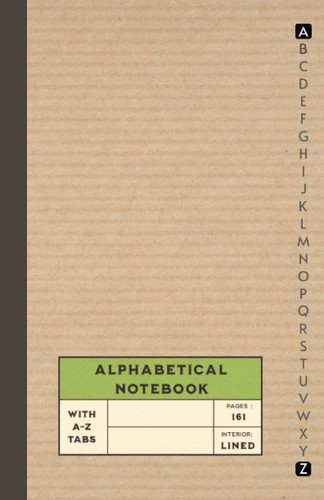 Alphabetical notebook with - alphabetical,